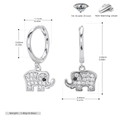 Detalle de pendientes de elefante en plata de ley 925 con circonitas grado 5A - Plata (Plata 925 chapada en oro blanco)