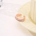 Elegant rose gold layered open ring featuring sparkling crystals and floral accents - Multi-layer Flower Rhinestone Design
