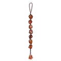 Detailed view of hand-woven car pendant with seven polished natural red agate gemstones - Red Agate