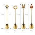 Golden stainless steel Christmas dessert spoons with measurements and holiday icons - 304 Gold Spoon - 4 Piece Set