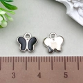 Set of two butterfly alloy charms in black and silver finishes for DIY jewelry - Black Butterfly 8x8mm