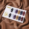 Set of 12 mixed color oval resin hijab pins with crystal rhinestones on display card - Set A (Mix Colors)
