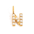 Gold-plated letter N pendant featuring small white pearls and top bail attachment - Letter N / Rose Gold