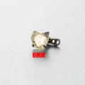 Micro-set heart-shaped champagne zircon body jewelry with 6mm dermal anchor base - 6mm / Goose Yellow (7#Goose Yellow)
