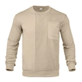 Detail of khaki corduroy patchwork crewneck sweatshirt with chest utility pocket - Khaki