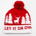 LED knitted Christmas hat with Let It Snow slogan and reindeer pattern in red and white - Hat Style 37 (Red White Reindeer)