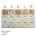 Detailed overhead view of a 770-piece DIY jewelry bead kit in a 15-grid organizer box - Off White