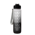 1000ml sports water bottle with white to black gradient and time markers - Gradient White Black