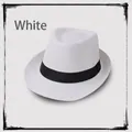 Klassischer weißer atmungsaktiver Fedora-Hut mit schwarzem Zierband und Netzgewebe - M (56-58cm) / Weiß