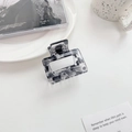 Large square hair claw clip with black and grey marble pattern on white surface - 5cm / Marbled Black Small