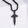 Collana vintage nera punk con ciondolo a pugnale e testa di ariete su pietra bianca - Nero (senza catena)