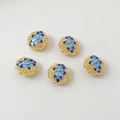 DIY jewelry 18K gold-plated watermelon beads with blue floral enamel for bracelets - 29# Lotus Hollow Flat Bead 15X9mm / 1 Piece