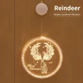 Warm white LED Christmas ring light with laser-engraved reindeer and forest motifs - 16cm Elk / Battery Included