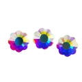 Flatback flower-shaped crystal rhinestones with iridescent AB colors and black centers - 7mm Plum Blossom AB