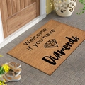 Paillasson en fibre de coco marron avec texte Diamonds et motif pour l'entrée - 50*80cm / Welcome Diamond-3
