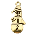 Antique gold snowman charm pendant with hanging loop for DIY jewelry making - 1pc Snowman 11x25mm