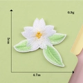 Self-adhesive white flower embroidery patch with green leaves for garment decoration - White Flower with Green Leaves