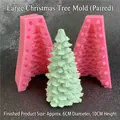 Large 3D Christmas tree silicone mold with 10cm height finished product and pink split mold - Large Christmas Tree Clamshell Mold