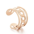 Bague ouverte à trois couches avec maillons cubains en finition or rose élégante - Chaîne Triple Couche Or Rose (KR105363--KFC)