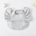 Waterproof baby bib with wing sleeves and crumb catcher in soft light gray color - Wings - Pure Light Luxury Gray / One Size