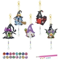 5-piece Halloween DIY diamond painting keychain set with wizard gnomes and colorful beads - Halloween Gnomes Style