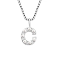 Elegant titanium steel necklace with pearl-inlaid letter C pendant, silver color finish - C-Steel Color