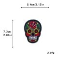 Sugar Skull DIY embroidery patch with red rose design for clothing and Halloween decor - 10655-Grey Sugar Skull