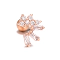 Rose gold floral helix earring with sparkling white cubic zirconia in fan shape - Rose Gold (EGD0974)