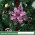 Sparkling purple 9cm hollow mesh Christmas flower ornament with glitter on a Xmas tree - Light Purple
