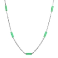 Perles en émail vertes sur un collier en chaîne d'acier titane argenté de 1,5 mm - Chaîne Argentée Perle Verte (KN232191-Z)