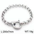 Silbernes Edelstahl 7mm Schlangen-Federverschluss-Kettenarmband für Herren Damen 200mm - Silbernes Armband Mit Facettierten Ringen (KB181457-Z)