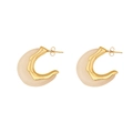 Elegantes pendientes de aro en C de acero de titanio dorado con resina crema para mujer - 2# Blanco Leche (5781979995567)
