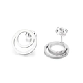 Silver geometric double circle stud earrings with high polished titanium steel finish - Steel Color Double Circle Stud Earrings (KE109006-KFC)