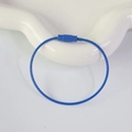 Blue coated stainless steel wire keychain with a secure screw locking mechanism - Sapphire Blue
