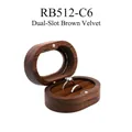 Double slot black walnut wood ring box with brown velvet lining for two rings - Double Slot / With Window / No Engraving (Blank) / Brown Lining