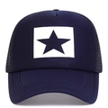 Fashionable navy blue trucker hat with star print and breathable mesh back for outdoor - One Size / Navy Blue