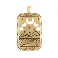 Golden tarot moon pendant necklace XVIII La Luna rectangle charm with cubic zirconia - M078819-7