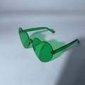 Lunettes de soleil sans monture en forme de cœur vert translucide avec branches assorties - Cyan