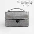 Grey nubuck texture makeup bag with double zippers and handle in 10x15.5x23cm size - Small/Nubuck / Gray