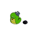 Broche serpent vert cartoon avec chapeau haut de forme et monocle sur fond blanc - Style de Serpent Gentleman (CZ0964)