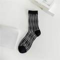 Sheer black polka dot mesh crew socks with breathable glass silk and reinforced heel - One Size / Polka Dot Rainbow Black