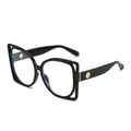 Lunettes de soleil noires carrées avec design ajouré et détails en métal doré élégants - Cadre Noir