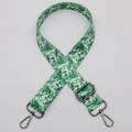 Adjustable wide replacement bag strap with green tropical floral pattern and metal hooks - No.631 Green Plant Pattern - Gunmetal Hook