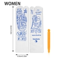 Women's white acupoint socks with blue meridian charts and yellow massage stick accessory - Women's Socks (With Stick)