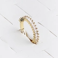Gold adjustable ring with baguette-cut white zircons in a semi-circle row setting - Adjustable Open / White