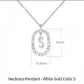 Pendente ovale in argento 925 placcato oro bianco 18K con lettera S e pavé di cristalli - Stile Lettera S con Cornice Ovale Incastonata di Strass / 40-50cm Regolabile / Oro bianco