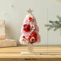 Sapin de Noël en feutre de laine rose fait main avec base en bois et décors 12x29cm - Petit (29cm) / Rose