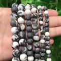 Natural black and white zebra jasper stone beads for DIY jewelry and necklaces - Matte Black And White Zebra / 4mm/1 Piece Approximately 90 Pieces/10g