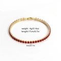 Classic gold tennis bracelet with red round cut crystals in a circular layout - Red Round Zirconia Tennis Bracelet (Style 4)
