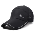 Atmungsaktive schwarze Mesh-Baseballkappe mit langem Schirm für sommerliche Outdoor-Sportarten - Verstellbar / Schwarz